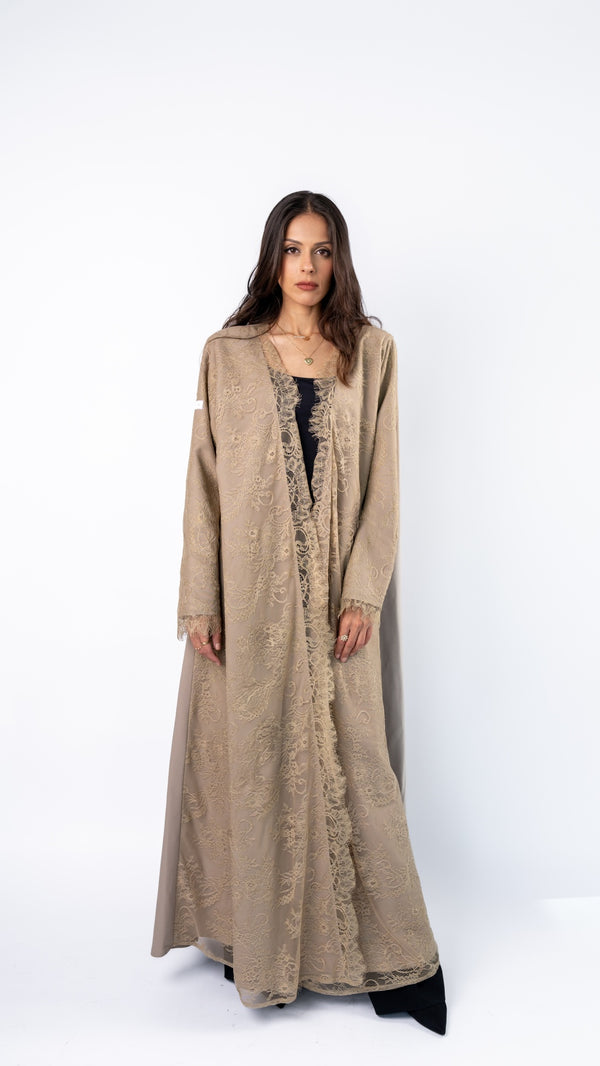 Sand Beige Lace Abaya