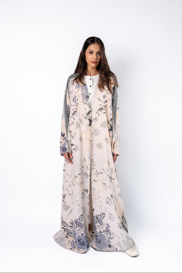 Soft Bloom Printed Abaya